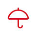 Red umbrella icon symbolizing protection from rain