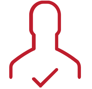 Verified user profile icon (person silhouette with a checkmark) indicating approval or verification status.