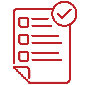 Icon of a checklist with three checkbox items and a circular checkmark badge indicating completion.